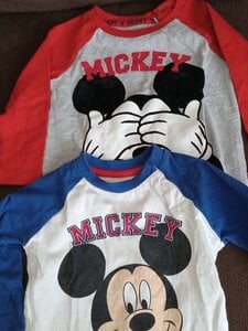 2 Mickey LS Shirts, 6-9 M