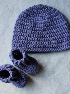 Blue Hat and Booties Set