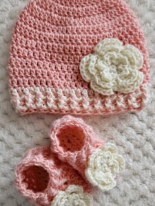 Peach Hat and Booties Set